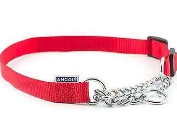 Picture of Ancol Nylon Half Check Collar 2-4 Red 18" x 1