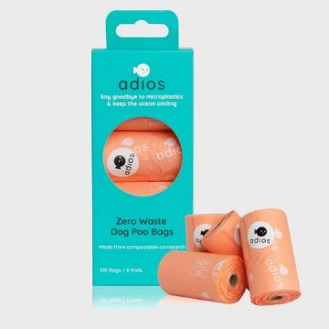 Picture of Adios Zero Plastic Poo Bags PINK 8 x Rolls / 120 Bags Non-Handle x 1