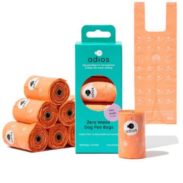 Picture of Adios Zero Plastic Poo Bags 120 Pink Handled Bags x 1