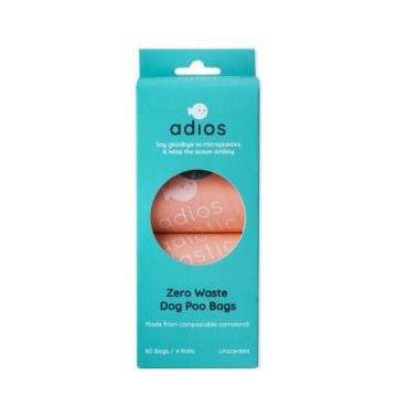 Picture of Adios Zero Plastic Poo Bags 4 x Pink Rolls (60 Non-Handle Bags) x 1