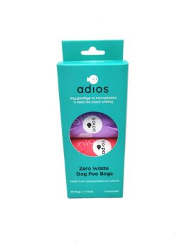 Picture of Adios Zero Plastic Poo Bags RAINBOW 4 x Rolls / 60 x Bags Non-Handle x 1