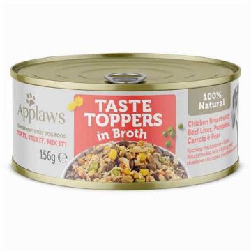 Picture of Applaws Taste Toppers Dog Cans Chicken, Beef Liver, Pumpkin, Carrots & Peas in Broth 156g x 12