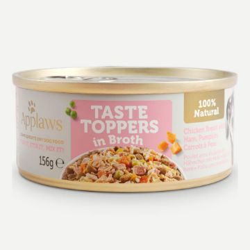 Picture of Applaws Taste Toppers Dog Cans Chicken, Ham & Veg in Broth 156g x 12