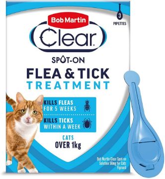 Picture of Bob Martin Clear Cat Spot-On Flea Drops 3 Tube 50mg x 1