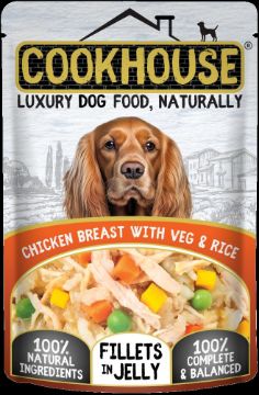 Picture of COOKHOUSE Dog Pouch Fillets Jelly Chicken, Veg & Rice 100g x 15
