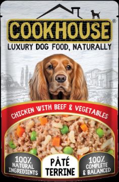 Picture of COOKHOUSE Dog Pouch Terrines Chicken, Beef & Veg 100g x 15