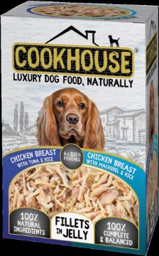 Picture of COOKHOUSE Dog Pouch Fillets Jelly Chicken & Tuna / Chicken & Mackerel 100g 6pk x 6