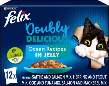 Picture of Felix AGAIL Cat Pouch Doubly Delicious Ocean Recipes Jelly 85g x 12-Pack x 4