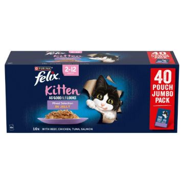 Picture of Felix AGAIL Kitten Pouch Mixed Selection Jelly 85g x 40pk