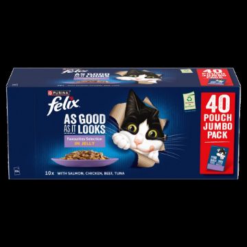 Picture of Felix AGAIL Cat Pouch Favourites Selection Jelly 85g x 40pk