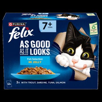 Picture of Felix AGAIL 7+ Senior Cat Pouch Fish in Jelly 85g 12-Pack x 4