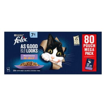 Picture of Felix AGAIL 7+ Senior Cat Pouch Mixed Selection Jelly 85g x 80pk