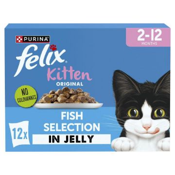 Picture of z [DISC] Felix Pouch Original Kitten Fish Selection in Jelly 85g 12-Pack x 4