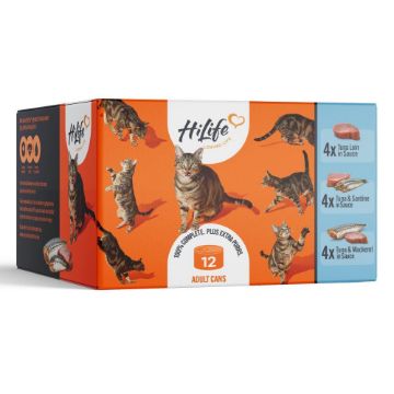 Picture of HiLife 'ION' Cat Can Luxury Fish Selection in Sauce 70g 12pk x 1