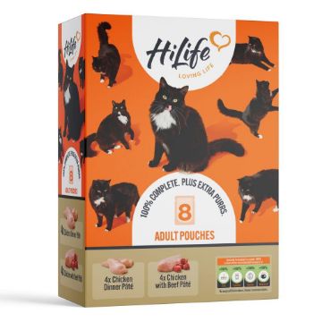Picture of HiLife 'ION' Cat Pouch Complete - The Chicken One in Jelly 70g 8pk x 4