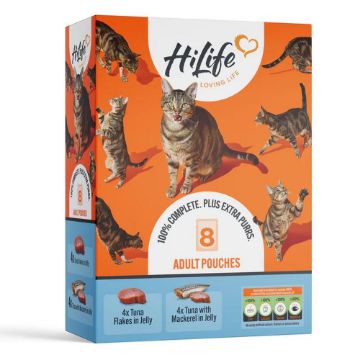 Picture of HiLife 'ION' Cat Pouch Complete - The Tuna One in Jelly 70g 8pk x 4