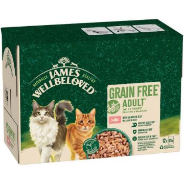 Picture of JWB Adult Cat Pouch Grain Free Salmon Jelly 85g x 12