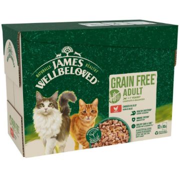 Picture of JWB Adult Cat Pouch Grain Free - Chicken 85g x 12
