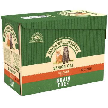 Picture of JWB Senior Cat Pouch Grain Free - Chicken in jelly 85g 12pk x 1