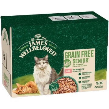 Picture of JWB Senior Cat Pouch Grain Free Salmon Jelly 85g x 12