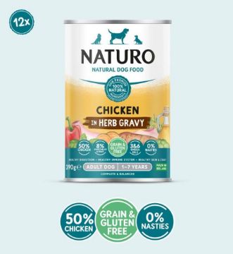 Picture of Naturo Adult Dog Cans Chicken in Herb Gravy 390g x 12