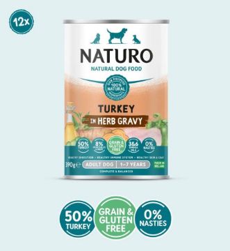 Picture of Naturo Adult Dog Cans Turkey & Cranberries 390g x 12