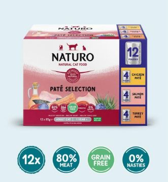 Picture of Naturo Adult Cat Pouch Selection Pate 85g 12pk x 4
