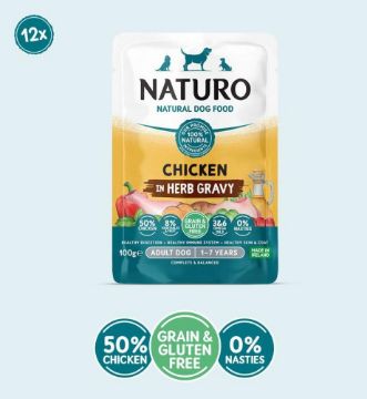 Picture of Naturo Adult Dog Pouch Chicken in Herb Gravy 100g x 12