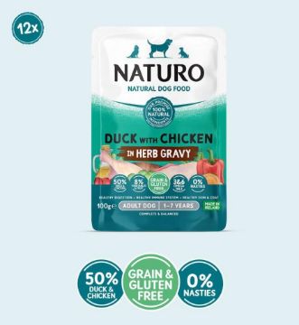 Picture of Naturo Adult Dog Pouch Duck & Chicken in Herb Gravy 100g x 12