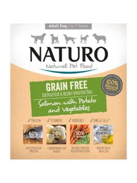 Picture of Naturo Adult Dog Tray GRAIN-FREE Salmon, Potato & Veg 400g x 7