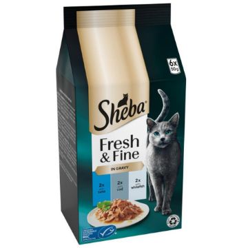 Picture of Sheba Pouch Fresh & Fine Tuna, Cod & Whitefish in Gravy 50g 6pk x 8