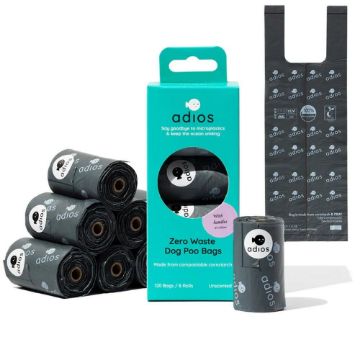Picture of Adios Zero Plastic Poo Bags 120 Grey Handled Bags x 1