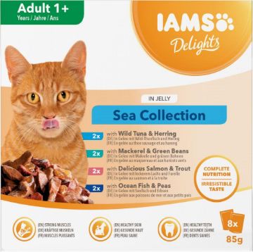 Picture of Iams Cat Pouch Delights Sea Collection Jelly 8pk x 1