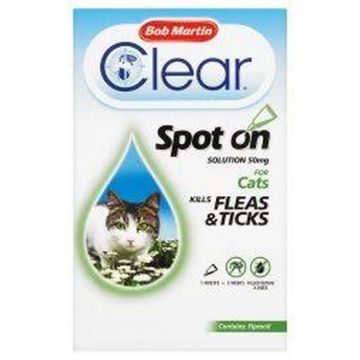 Picture of Bob Martin Flea-Clear Cat Spot On Flea Drops 1 Tube 100mg/ml x 1