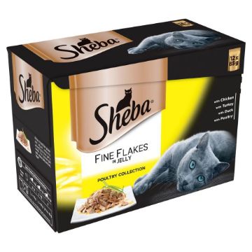 Picture of Sheba Pouches Fine Flakes Jelly Poultry Collection 85g 12-Pack x 4