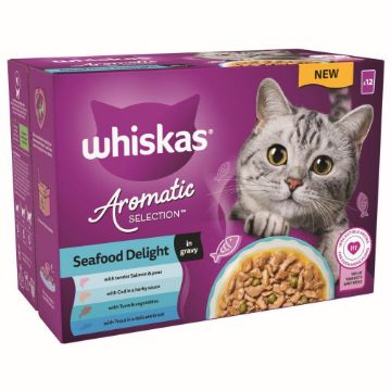 Picture of Whiskas Pouch 1+ Aromatic Seafood in Gravy 85g 12-Pack x 4