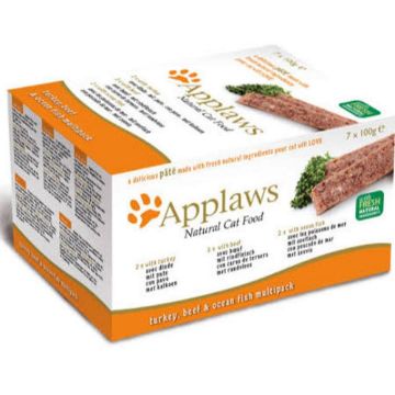 Picture of Applaws Cat Foil - Pate Multipack Fresh Selection Turkey, Beef & Fish 100g x 7