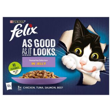 Picture of Felix AGAIL Cat Pouch Favourites in Jelly 85g 12-Pack x 4
