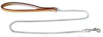 Picture of Ancol Leather Chain Lead - 20kg Fine 35" Tan x 1