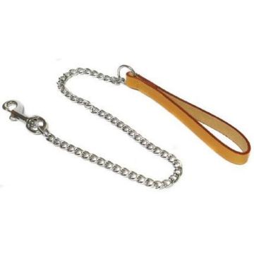 Picture of Ancol Leather Chain Lead - 50kg Heavy 36" Tan x 1