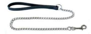 Picture of Ancol Leather Chain Lead - 30kg Medium 32" Black x 1