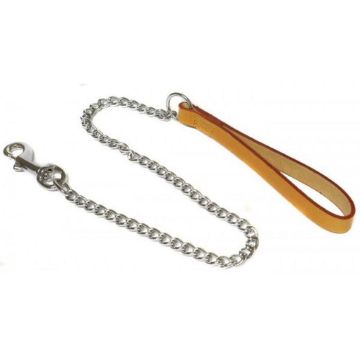 Picture of Ancol Leather Chain Lead - 30kg Medium 32" Tan x 1