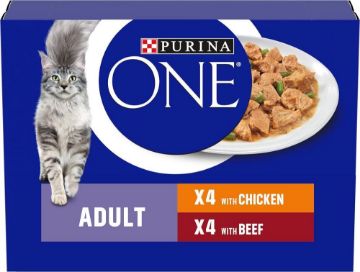 Picture of z [DISC] Purina One Cat Pouch Chicken & Beef 85g 8pk x 5