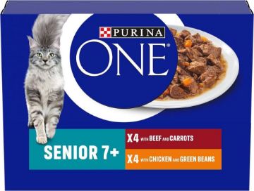 Picture of * Purina One Cat Senior 7+ Pouch Chicken & Beef 85g 8pk x 5