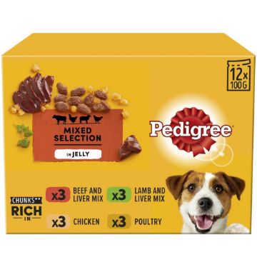 Picture of Pedigree Pouch Adult Mixed Selection in Jelly 100g 12-pack x 4