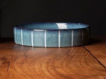 Picture of Scruffs Reactive Glaze Pet Saucer 13cm Pinstripe Grey x 1