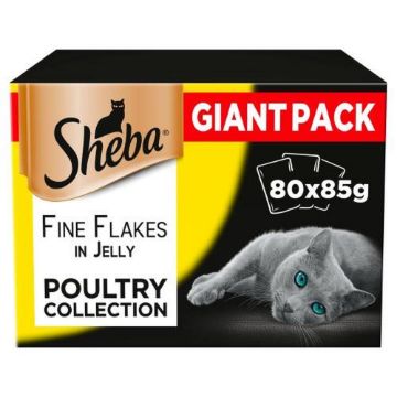Picture of Sheba Pouches Fine Flakes Poultry in Jelly 85g 80pk x 1