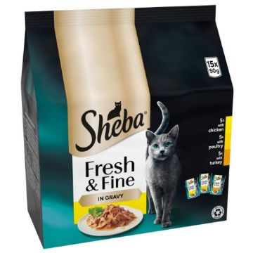 Picture of Sheba Pouch Fresh & Fine Poultry Collection in Gravy 50g 15-pack x 3