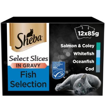 Picture of Sheba Pouches - Select Slices Gravy Fish Selection 85g 12-Pack x 4