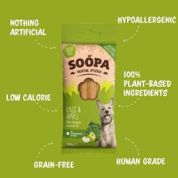 Picture of Soopa Dental Sticks - Kale & Apple 4-Stick 100g x 1